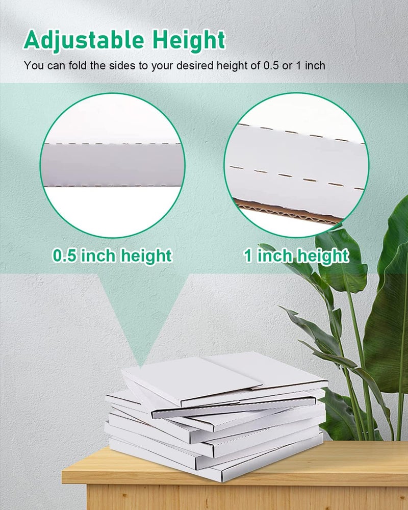 YZtree 50 Pack Vinyl Record Shipping Boxes: 12.5" X 12.5" x 1" White Vinyl Record LP Shipping Mailer Boxes, Easy Fold LP Cardboard Mailing Boxes Multi Depth Album Mailers for Packaging Moving Storage - Image 4